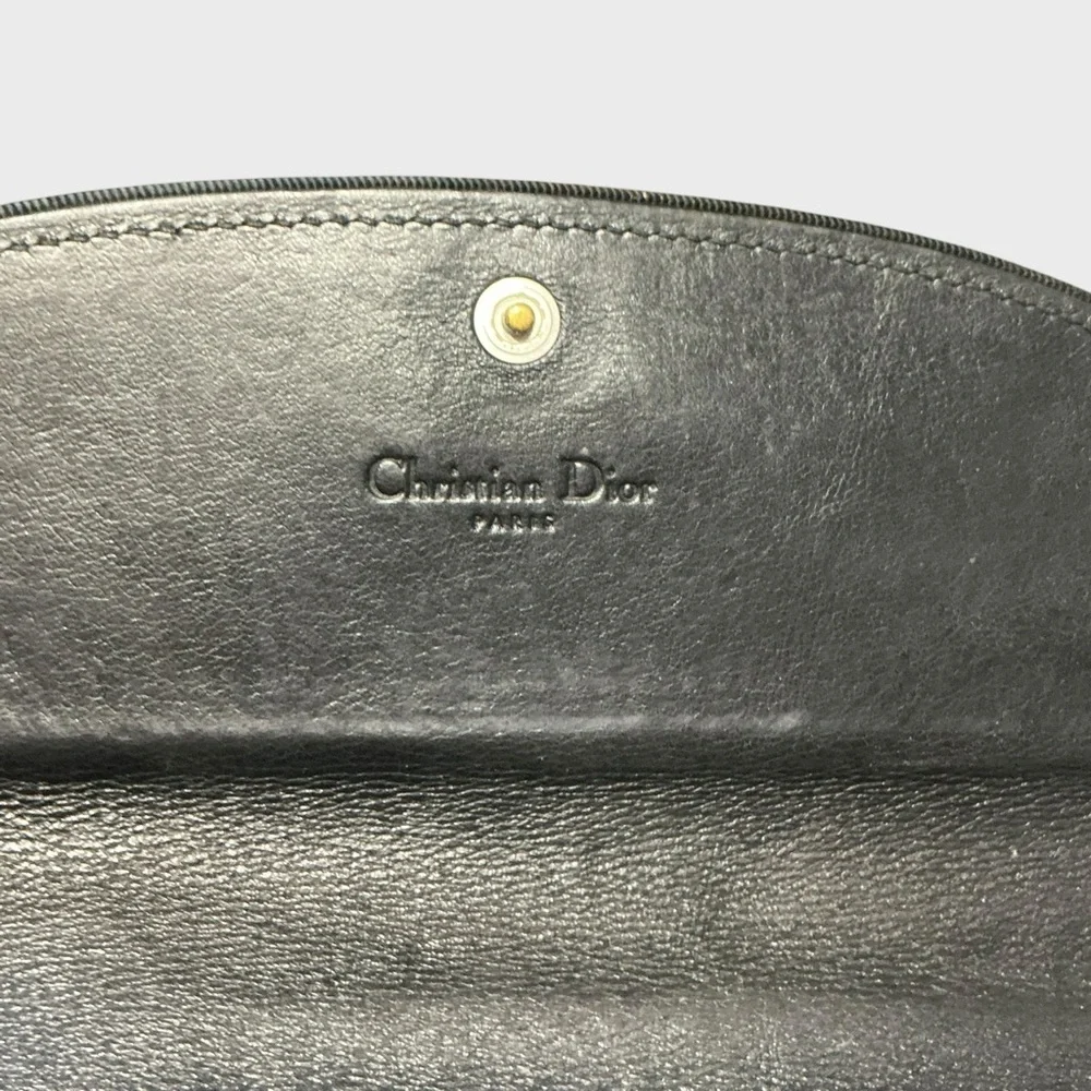 Christian Dior Oblique Canvas Continental Wallet Black Authentic
